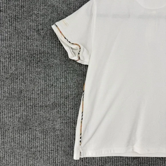Burberrys of London Polo Shirt XL White Nova Check Trim Vintage Mens - Picture 6 of 10
